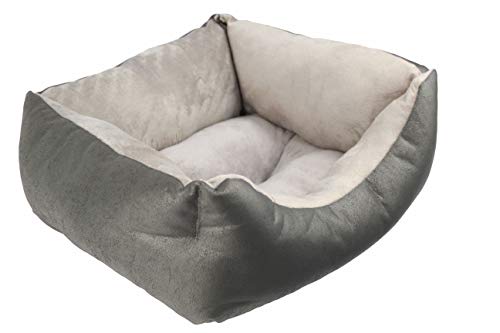 Acomoda Textil - Cama para Perros, Cuna para Mascotas Tapicería y Coralina, Cómoda, Cálida y Mullida. (Pequeño(52x42x20), Gris)