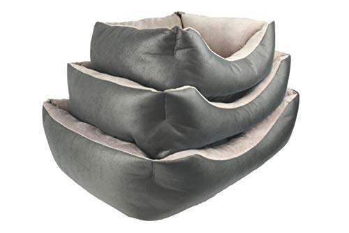 Acomoda Textil - Cama para Perros, Cuna para Mascotas Tapicería y Coralina, Cómoda, Cálida y Mullida. (Pequeño(52x42x20), Gris)