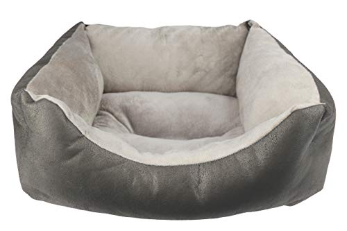 Acomoda Textil - Cama para Perros, Cuna para Mascotas Tapicería y Coralina, Cómoda, Cálida y Mullida. (Pequeño(52x42x20), Gris)