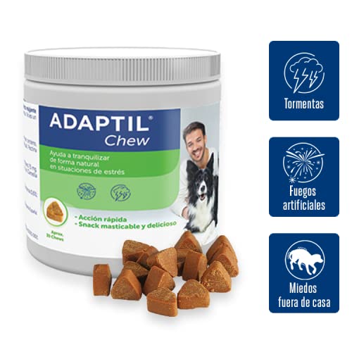 ADAPTIL Chew - Una Manera Deliciosa y Natural de Ayudar a tu Perro a calmar su ansiedad - 30 uds