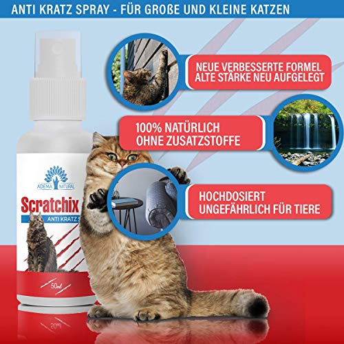 ADEMA NATURAL® SCRATCHIX V2 - Espray antiarañazos, medio contra arañazos, para interiores, exteriores, muebles, alfombras, cortinas, 50 ml