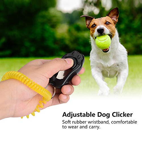 Adiestramiento de Mascotas Clicker Ajustable 3 Engranajes Adiestramiento de Perros Pata de Clicker con Pulsera para Gatos Aves Caballo Entrenamiento del Comportamiento(Negro)