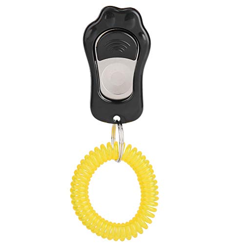 Adiestramiento de Mascotas Clicker Ajustable 3 Engranajes Adiestramiento de Perros Pata de Clicker con Pulsera para Gatos Aves Caballo Entrenamiento del Comportamiento(Negro)