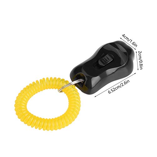 Adiestramiento de Mascotas Clicker Ajustable 3 Engranajes Adiestramiento de Perros Pata de Clicker con Pulsera para Gatos Aves Caballo Entrenamiento del Comportamiento(Negro)