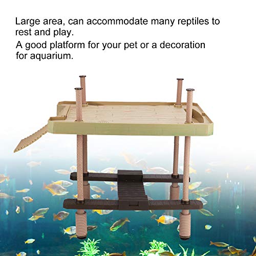 Adorno para acuario, 15,9 x 11 x 16,1 pulgadas, duradero, no tóxico e inofensivo, isla, plataforma trepadora, decoración, amplia zona para pequeños animales rastreros, tortugas, ranas, salamandre