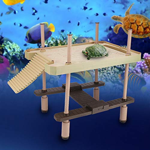 Adorno para acuario, 15,9 x 11 x 16,1 pulgadas, duradero, no tóxico e inofensivo, isla, plataforma trepadora, decoración, amplia zona para pequeños animales rastreros, tortugas, ranas, salamandre