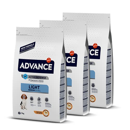 Advance Light Adult Medium - Pienso Light para Perros Adultos De Razas Medianas con Pollo - 3 Kg x 3