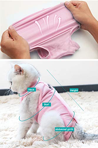 AEITPET Traje de recuperación Profesional para Gatos, Gata Camiseta de recuperación, heridas Abdominales Profesional para heridas, de recuperación quirúrgica Ropa Chaleco de pequeños Gatos (M, Rosado)