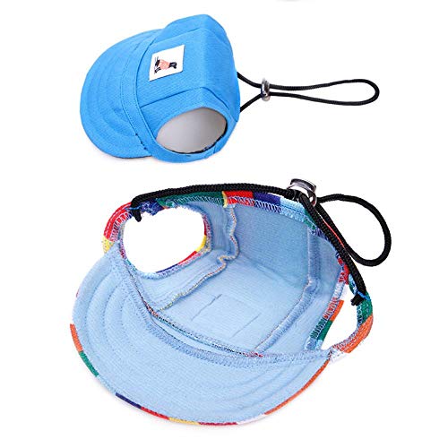 AFRUDDR Gorras para Perros Mascotas Cachorro pequeño Mascotas Gorra Estampada de Verano de Visera de béisbol para Perros Accesorios para Exteriores Gorra de capó para Sol Chihuahua, Rainbow, M