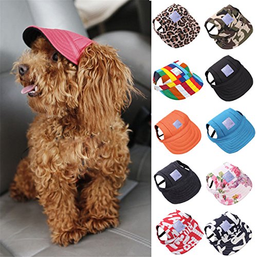 A&H Sombrero para Perro, Gorra De Béisbol Transpirable con Sombra De Verano, Gorra De Lona De Verano para Mascotas Pequeñas con Orificios para Los Oídos, Sombrero De Visera para Mascotas para