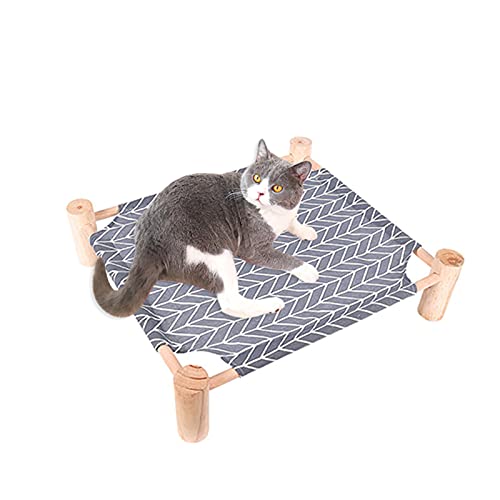 Ahageek Cama elevada para Gatos y Perros, Hamaca portátil para Gatos, Desmontable y Duradera, Cuna para Mascotas, salón, Marco de Madera Elevado, Cama Colgante Cuadrada