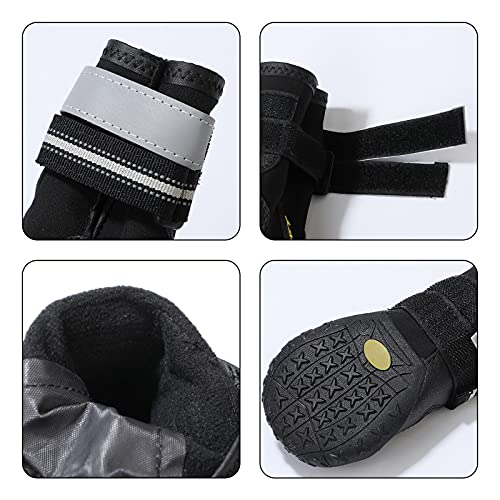 AIBAOBAO Zapatos Perro, Botas para Perros, Botas Protectoras de la Pata del Perro, 4 Pcs Zapatos Perro Antideslizante Deportes Botas de Escalada, para Largas Caminatas de Invierno