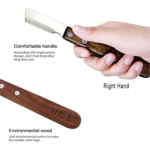 Aidiyapet Cuchillo Pelacables Profesional para Perros,Cepillo para Herramienta de Deshuesado de Mascotas Herramienta de Aseo para Mascotas diestro Mango de Madera ergonómico