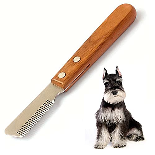 Aidiyapet Cuchillo Pelacables Profesional para Perros,Cepillo para Herramienta de Deshuesado de Mascotas Herramienta de Aseo para Mascotas diestro Mango de Madera ergonómico