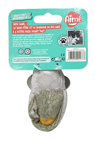 Aime - Juguete para Gato, Reversible, Peluche 2 en 1, ratón y pájaro, Juguete Divertido para Gato, Juego de Caza