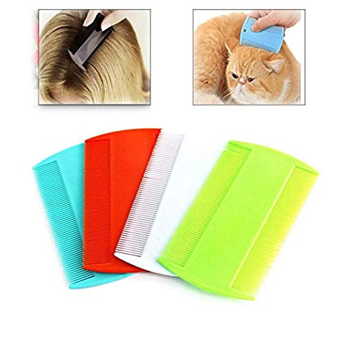 Airsun Paquete de 4 peines para piojos de pulgas para el cuidado de dientes finos para la caspa peines de doble cara para la salud Remedios Repelente de garrapatas Perros Gatos