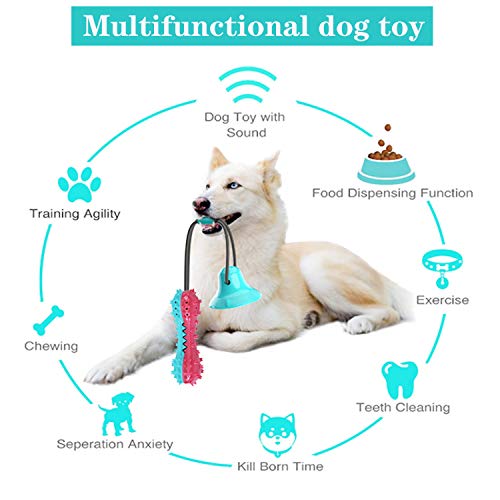 Aischens Dog Chew Toy, Juguete Multifuncional Perros, Juguete para Perros Molar, Cepillo de Dientes para Perros, Juguete Ventosa Perro, Juguete multifunción para morder para Mascotas