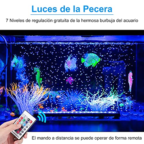 AKKEE Luz Acuario, LED Acuario, Luz RGB Brillo Ajustable Acuario Luz Acuario Marino Luz LED Acuario Marino Luz Sumergible Acuario Luz para Acuario de Agua Dulce y Salada 12V 32CM RGB