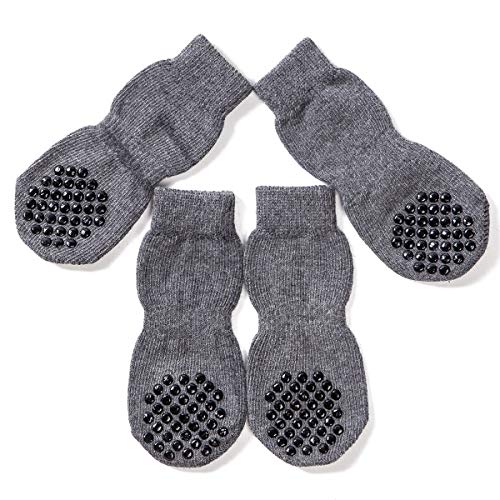 Akopawon - Calcetines antideslizantes de 4 piezas para perros y gatos, con refuerzo de goma, talla 2XL