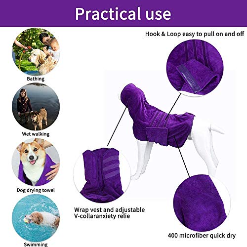 Albornoz de Microfibra para Perro,Albornoz para Perros，Albornoz Ajustable de Microfibra para Perro，Manta Suave y Cómoda Absorbente de Secado Rápido，Apto para Todo Tipo de Perros y Otras Mascotas