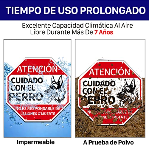 AlfaView Cartel de Metal Señal Atención de - ATENCIÓN - CUIDADO CON EL PERRO, 31,5*31,5cm , Perros de Guardia de Advertencia Señal de Seguridad (4)