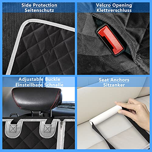 Alfheim Fundas de asiento de coche para perros, impermeables y antideslizantes, resistentes a los arañazos, duradero, lavable, universal, para coche, camiones, SUV (negro)