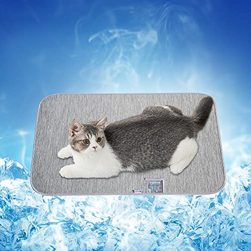 Alfombra Refrescante para Perros Gatos, Luxear Alfombrilla Refrescante para Mascotas Desodorante Antibacterianas Antimoho Antiácaros 45x60cm ARC-Chill Q-MAX＞0,4 Colchonetas Camas para Perro, Gris