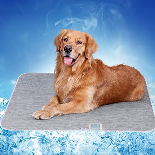 Alfombra Refrescante para Perros Gatos, Luxear Alfombrilla Refrescante para Mascotas Desodorante Antibacterianas Antimoho Antiácaros 70x90cm ARC-Chill Q-MAX＞0,4 Colchonetas Camas para Perro, Gris