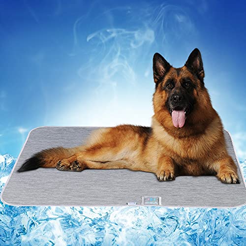 Alfombra Refrescante para Perros Gatos, Luxear Alfombrilla Refrescante para Mascotas Desodorante Antibacterianas Antimoho Antiácaros 80x110cm ARC-Chill Q-MAX＞0,4 Colchonetas Camas para Perro, Gris