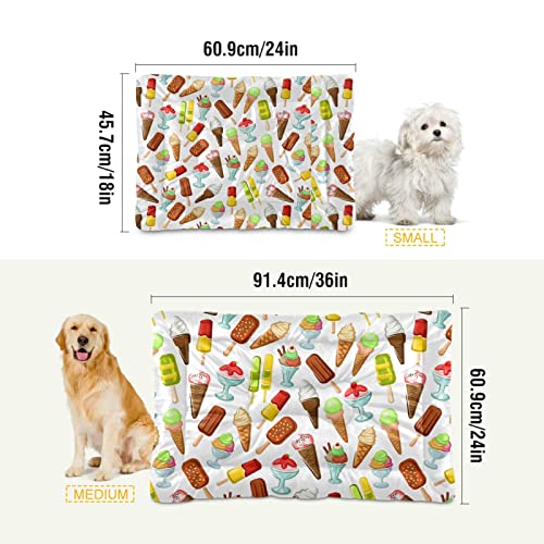 Alfombrilla de cama de helado sin costuras para perros y gatos blancos, cojín de colchón suave para mascotas pequeñas y medianas, antideslizante, lavable y seco, de 24 x 18 pulgadas