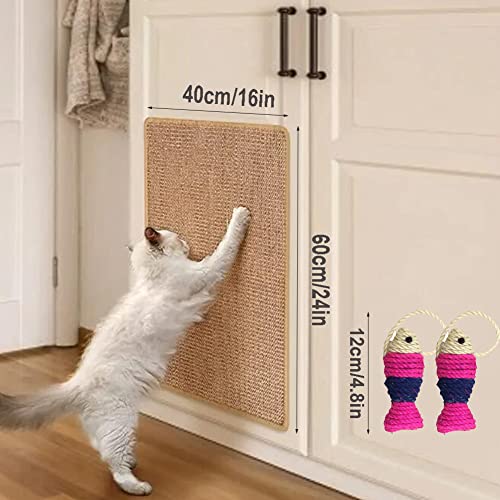 Alfombrilla Rascadora,Alfombra para Rascador Gato sisal Natural Resistente Antideslizante Cuidado De Las Patas del Gato Adecuado para Gatos Pequeños, Medianos y Grandes(400x600 mm)