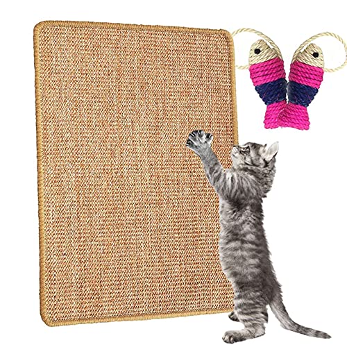 Alfombrilla Rascadora,Alfombra para Rascador Gato sisal Natural Resistente Antideslizante Cuidado De Las Patas del Gato Adecuado para Gatos Pequeños, Medianos y Grandes(400x600 mm)