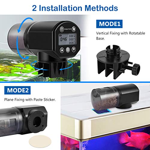 Alimentador Automático para Peces de Acuario - 200ml Dispensador De Comida para Peces a Prueba de Humedad Programable Comedero Peces Automatico para Vacaciones con LCD Pantalla e Temporizador