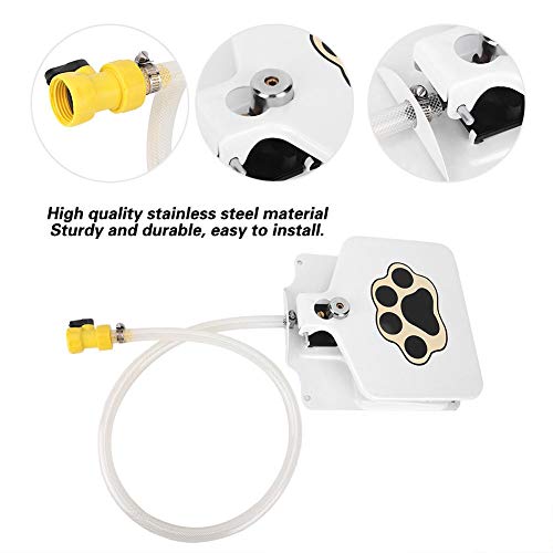 Alimentador de agua automático para mascotas, Pedal de fuente de agua automático para mascotas de acero inoxidable Alimentador de agua activado para exteriores Manguera de rociador para perros, gatos