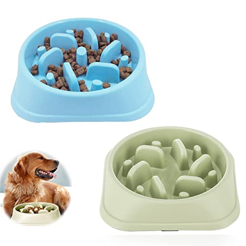 Alimentador Lento para Perros,Forreen 2 Piezas Comedero Perro Antivoracidad Antideslizante Interactivo Saludable Alimentador alimentador Lento para Mascotas para Evitar Ahogo Comer Demasiado