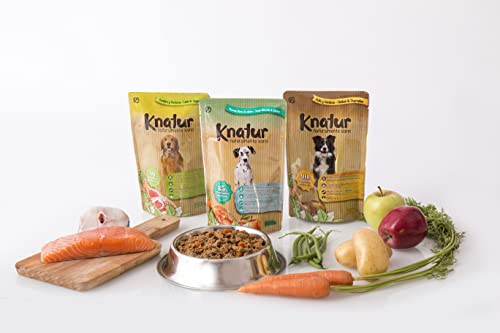 Alimento Natural casero para Perros, húmedo con Carne Fresca y Verduras Frescas - 90% Carne Knatur (6x600gr) (Cordero y Pescado)