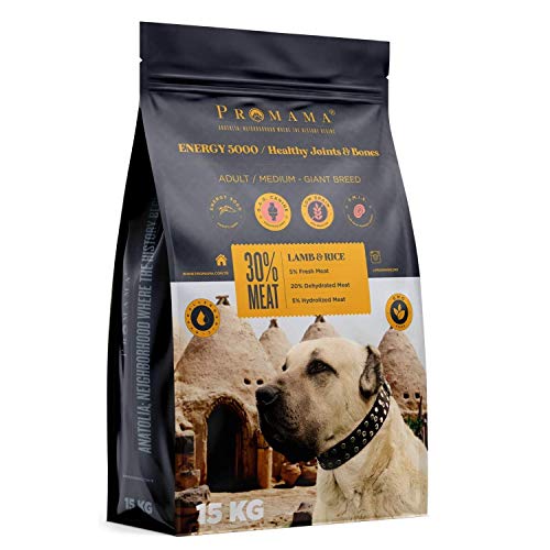 Alimento seco para Perros | Promama Energy 5000 Healthy Joints & Bones | sin modificación genética (GDO) | Alimento seco para Perros hipoalérgicos Alto Contenido de Carne