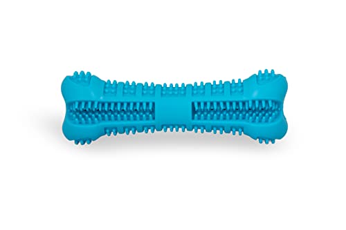 All Dogs ® Juguete mordedor para Perros. Cepillo Dental con Forma de Hueso. 100% Silicona de Grado alimenticio. Suave y Delicado con los Dientes y Las encías de su Mascota. (Grande, Azul)