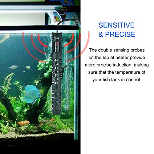 ALLOMN Calentador Acuario, Calentador Termostato para Acuarios Calentador Agua del Tanque de Peces, 20-34 °C Temperatura Ajustable con Ventosa Protectora para Acuario 50-350L (100W 50-90L)