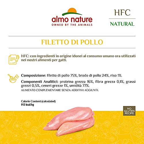 Almo Nature, Cats Food HFC Natural, Filete De Pollo, 24x70 g