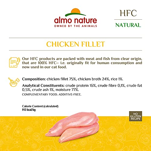 Almo Nature, Cats Food HFC Natural, Filete De Pollo, 24x70 g