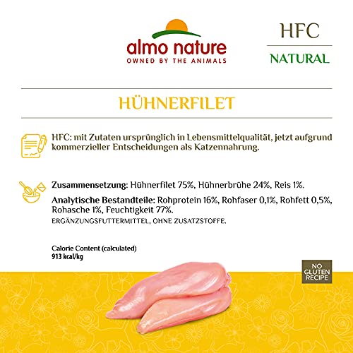 Almo Nature, Cats Food HFC Natural, Filete De Pollo, 24x70 g