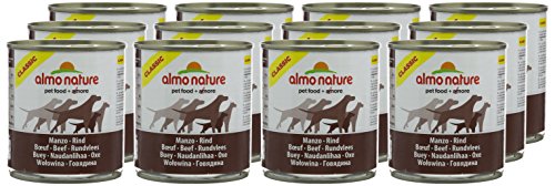 almo nature Comida Húmeda para Perros Natural de Buey (12 latas x 290 g). Alimento para Perros Monoproteíco Enlatado HFC Cuisine. Snack Complementario sin Gluten.