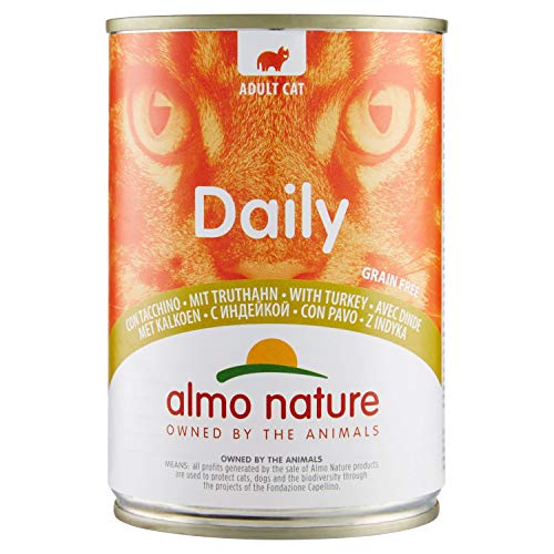 ALMO NATURE - Menú Diario para Gatos, 400 g, sin Granos con Turquía, Paquete de 24