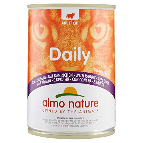 Almo Naturure - Alimentos Diarios para Gatos, 400 g, Grano Libre con Conejo, Paquete de 24