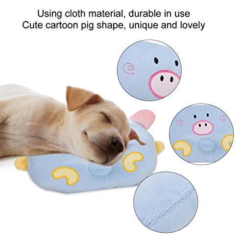 Almohada de cama para perro, felpa para perro, protección de la columna cervical, almohadas para dormir, lindo cerdo de dibujos animados, forma de animal, soporte para el cuello, almohada(Azul)