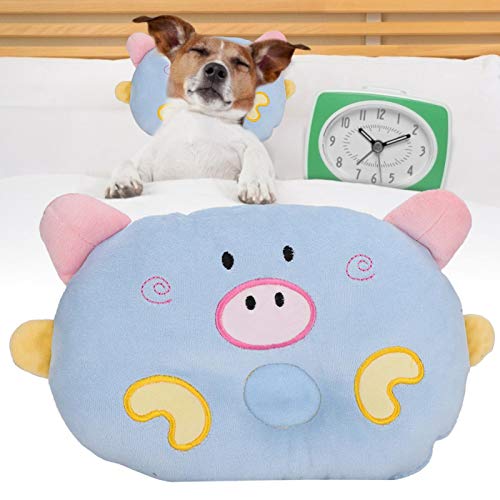 Almohada de cama para perro, felpa para perro, protección de la columna cervical, almohadas para dormir, lindo cerdo de dibujos animados, forma de animal, soporte para el cuello, almohada(Azul)