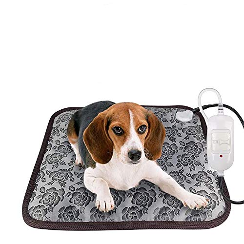 Almohadilla térmica para Mascotas, Almohadilla térmica eléctrica para Perros y Gatos, Alfombrilla calefactora Ajustable Impermeable con Cable de Acero Resistente a la masticación 45 * 45 cm