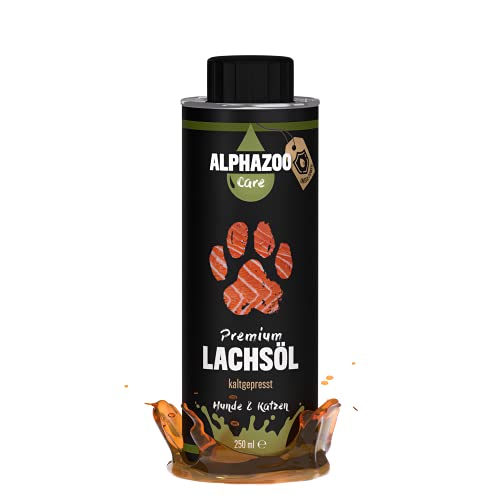 alphazoo Aceite de salmón Premium para Perros y Gatos 250ml, Aceite de Pescado, Rico en ácidos grasos Omega 3 y Omega 6, Aceite de suplemento para el Cuidado de la Piel, valiosas vitaminas