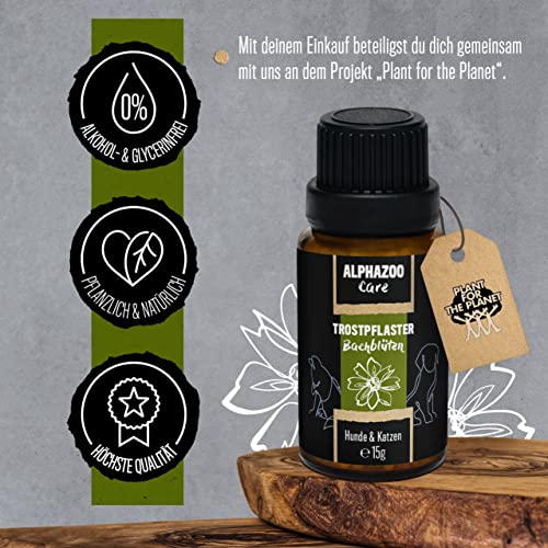 alphazoo Consolación Flores de Bach para perros y gatos 15g, glóbulos contra el miedo, el confort y la pena, flores de Bach con influencia positiva en caso de mudanza o pérdida, mezcla según